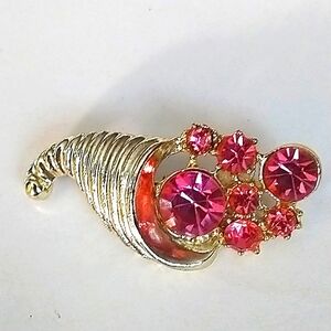 VTG Pink Rhinestone Brooch